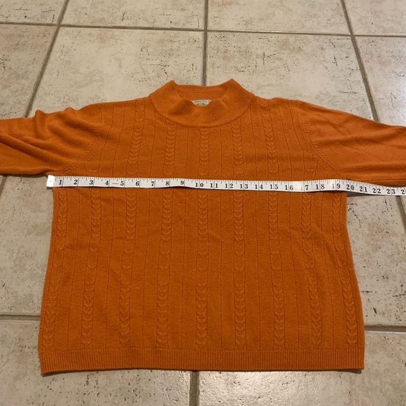 Vintage Allison Daley Petite PS/P Burnt Orange Mock Neck Cable Knit Sweater - Picture 4 of 5